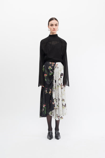 Mixed Reverse Print Flair Skirt