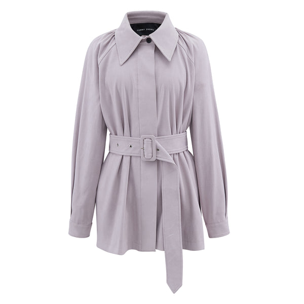 Lilac Suede Pleat Belted Jacket