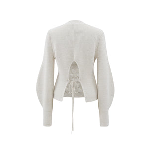 White Cut out Cable Jumper