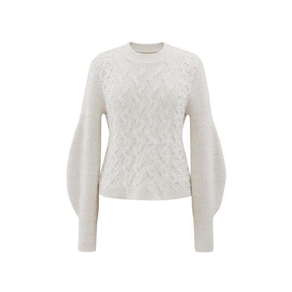 White Cut out Cable Jumper