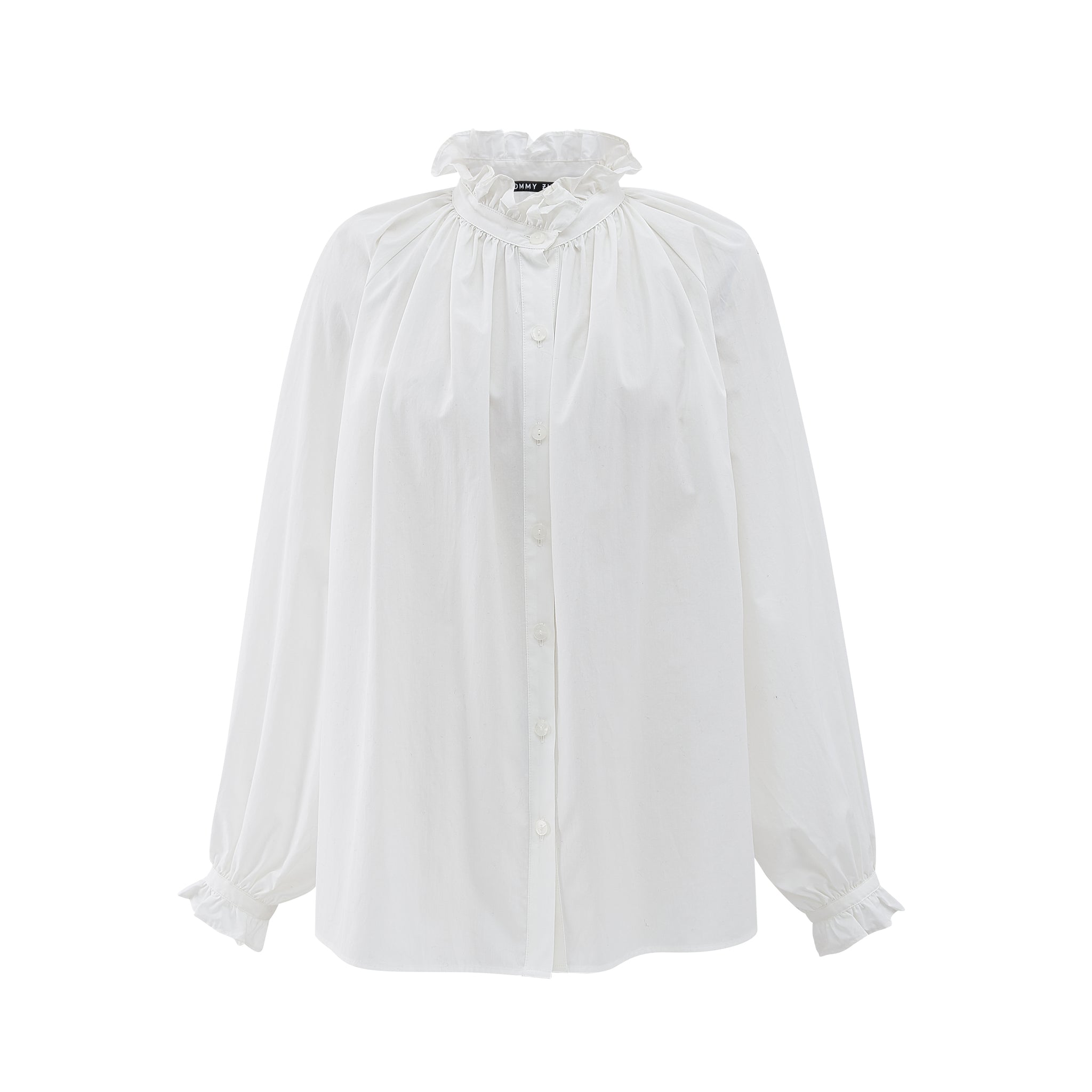White Ruffled Collar Shirt