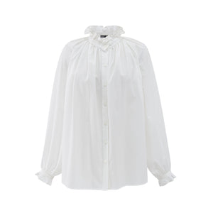 White Ruffled Collar Shirt
