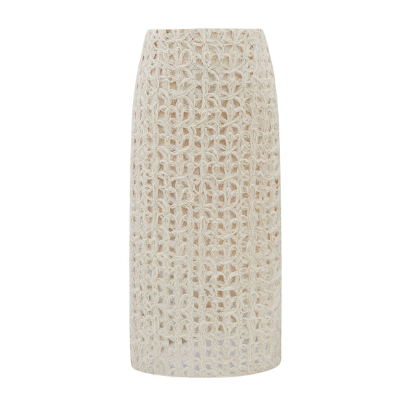 Texture Weave Skirt-Cream-AW21