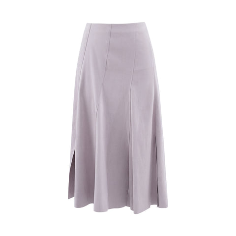 Flared Panel Lilac Suede Skirt