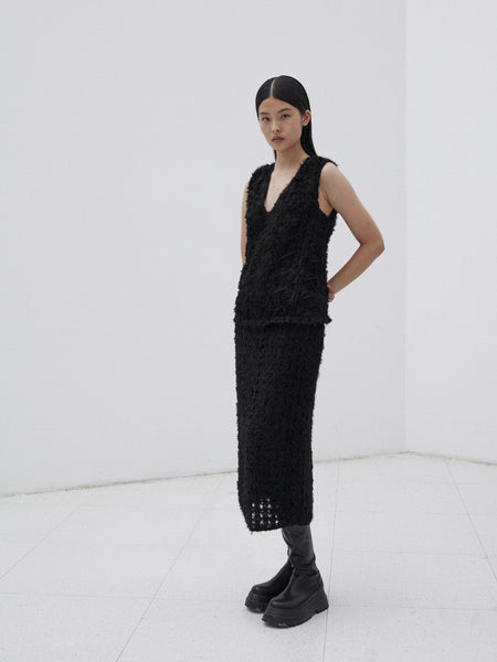 Texture Weave Skirt in Black