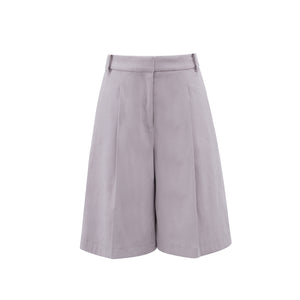 Lilac Suede Wide Leg Shorts
