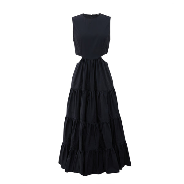 Black Cotton Cutout Dress