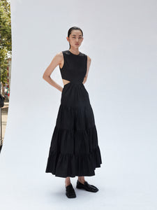 Black Cotton Cutout Dress