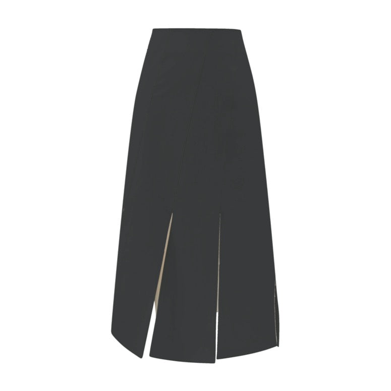 Black Split Panel Skirt