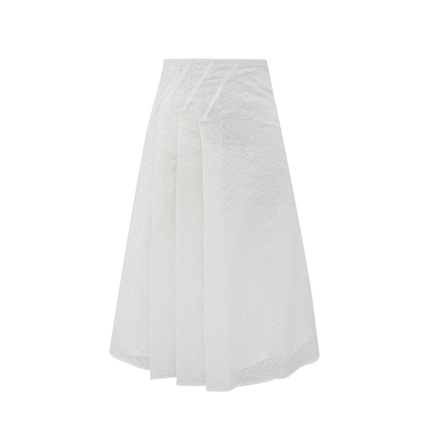White Thread Organza Side Pleated Skirt