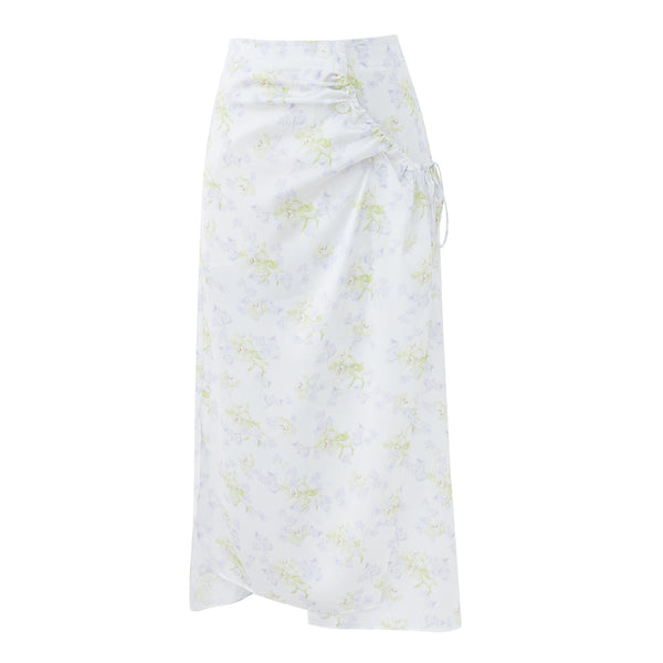 Romantic Floral Flowy Drawstring Skirt