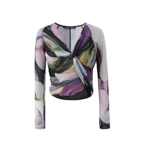 PRE-ORDER RESTOCK Abstract print knotted mesh top