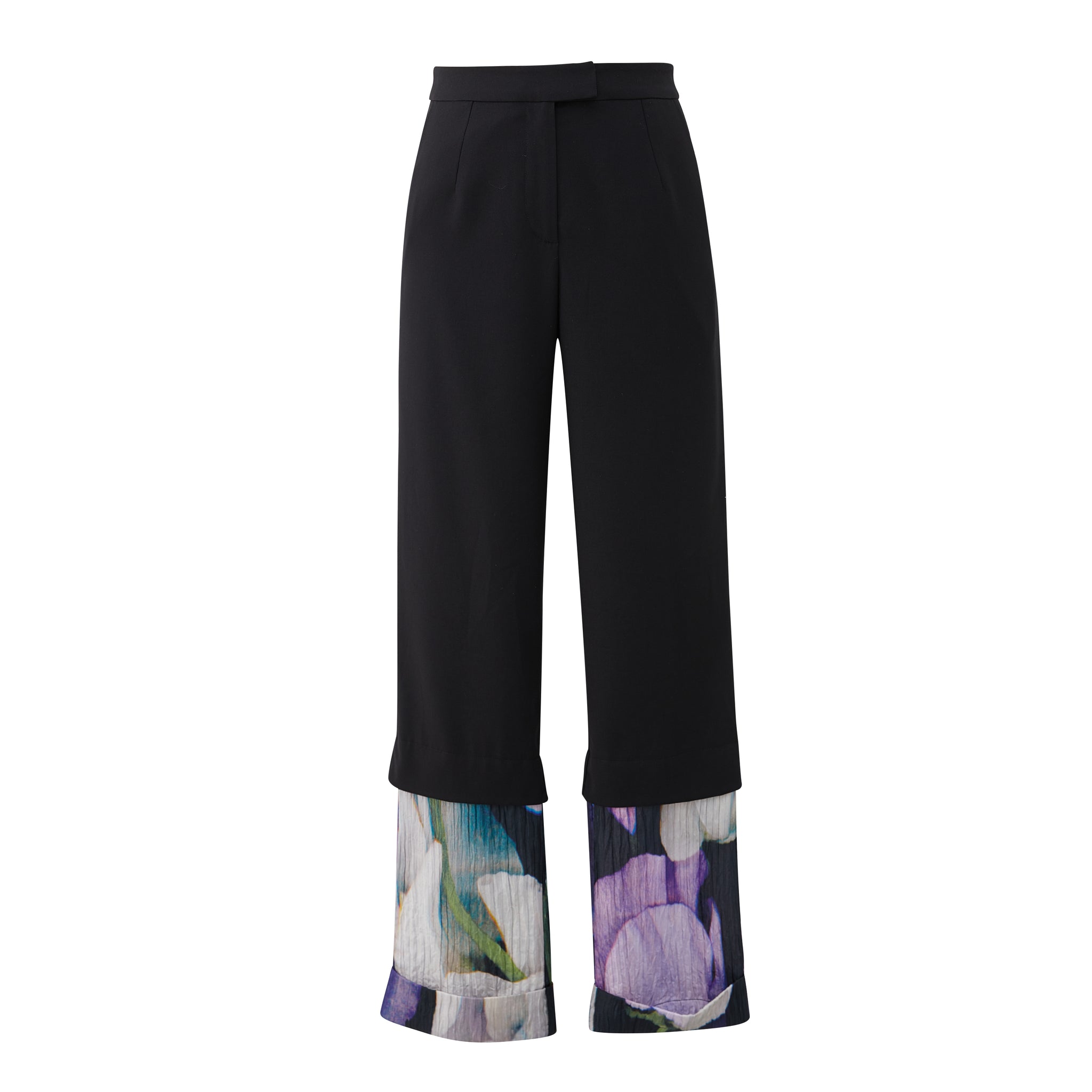 Abstract Print Crinkle Panel Trousers