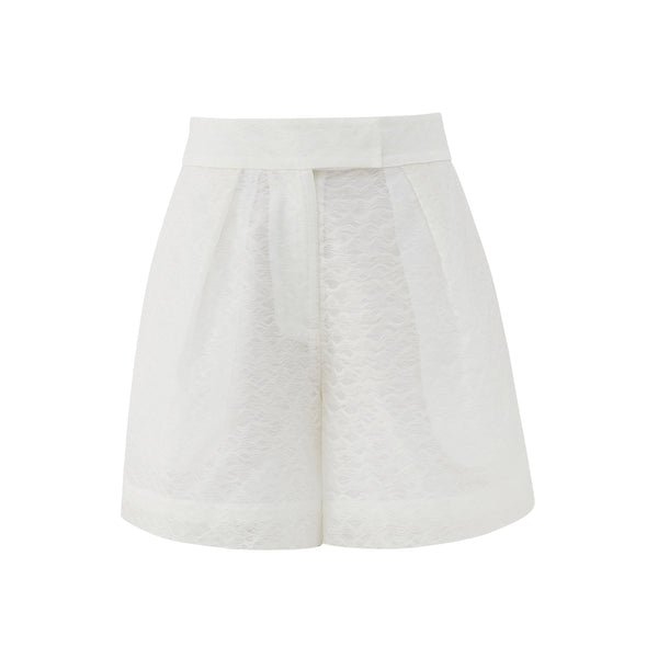 White Thread Organza Tailored Shorts